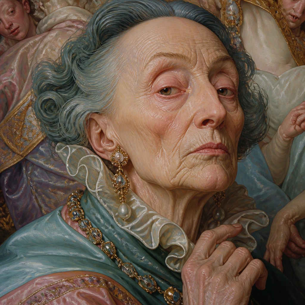close-up portrait of an elderly person with expressive weathered features — Mannerism Art Style