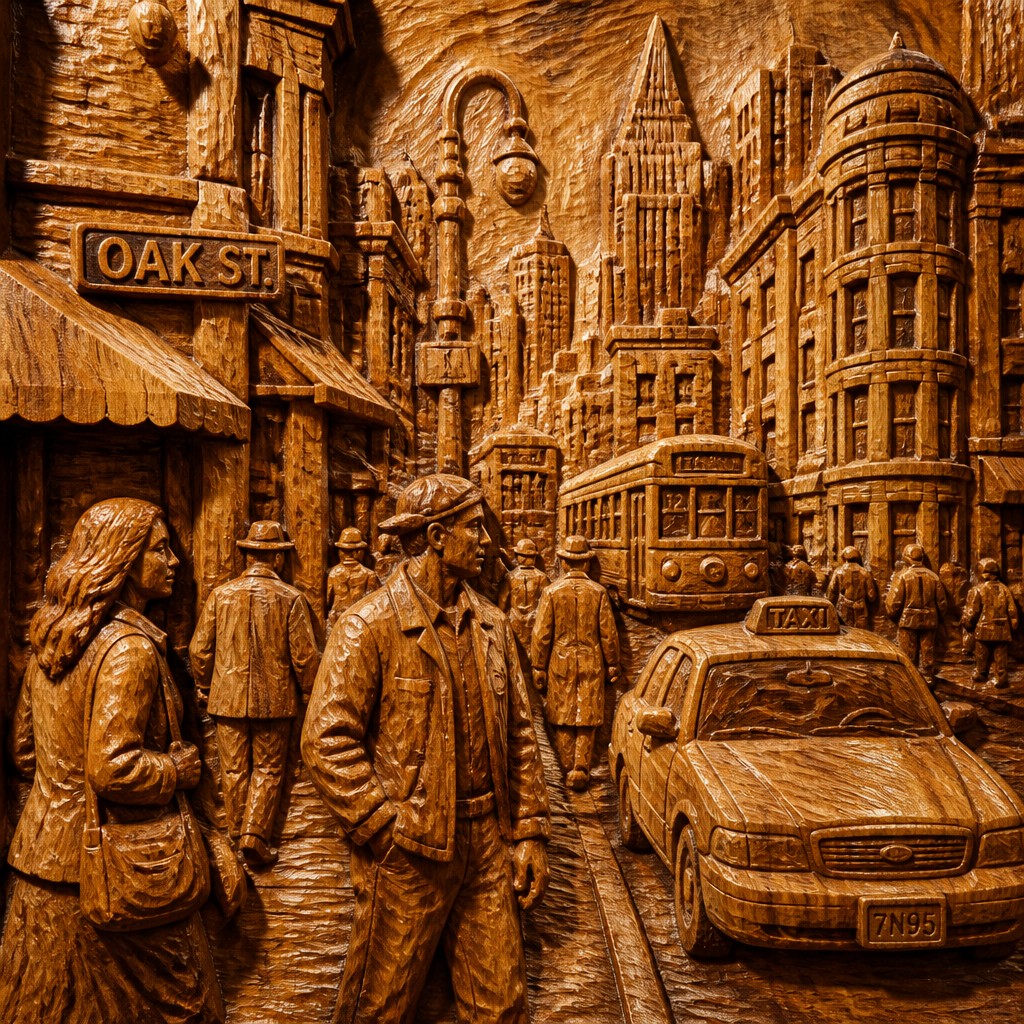 urban street with city activity