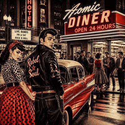urban street with city activity — Rockabilly Aesthetic