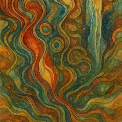 a painting of a wavy pattern with different colors