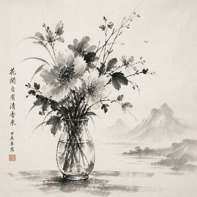 bouquet of flowers in a glass vase
