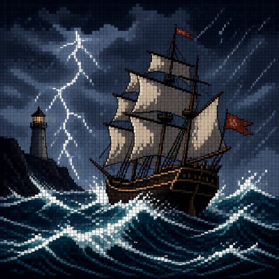 sailing ship on a stormy sea