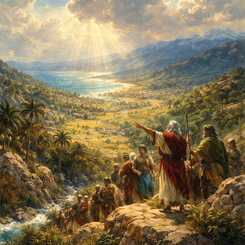 Express without words “Turn you, and take your journey, and go to the mount of the Amorites, and unto all the places nigh thereunto, in the plain, in the hills, and in the vale, and in the south, and by the sea side, to the land of the Canaanites, and unto Lebanon, unto the great river, the river Euphrates.” (Deuteronomy 1:7, KJV)