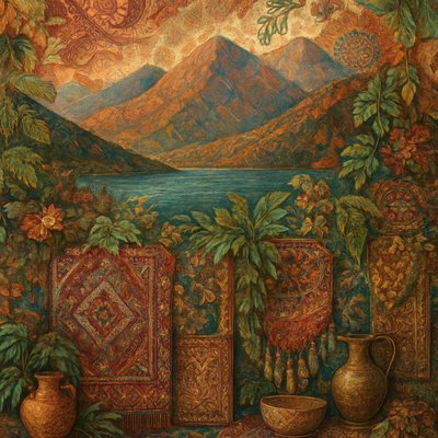serene landscape with mountains and water