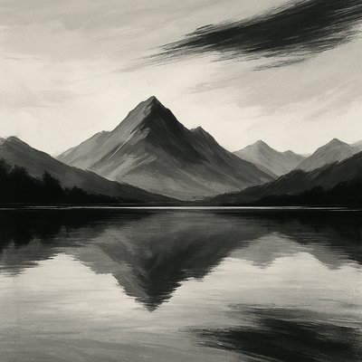 serene landscape with mountains and water