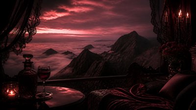 a wide alpine ridge above a sea of clouds, no people