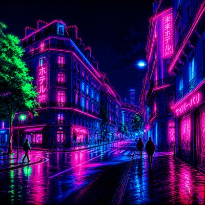 Cyberpunk Neon Anime Art Style Style Transfer Example