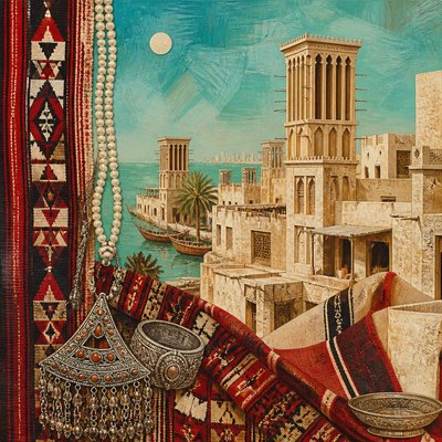 wide landscape with natural scenery — Emirati Art Style