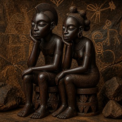 portrait of two people together — Angolan Art Style