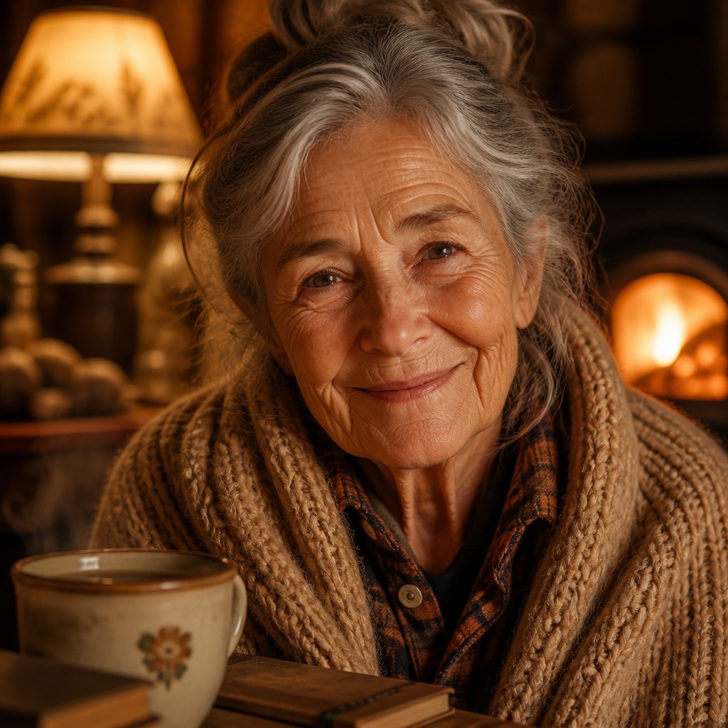 close-up portrait of an elderly person with expressive weathered features — Cozycore Aesthetic