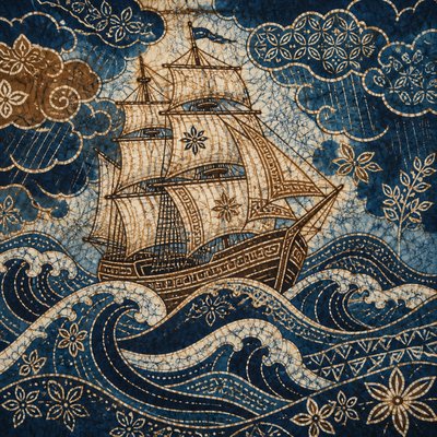 sailing ship on a stormy sea