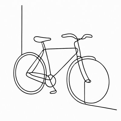 bicyle resting against a wall
