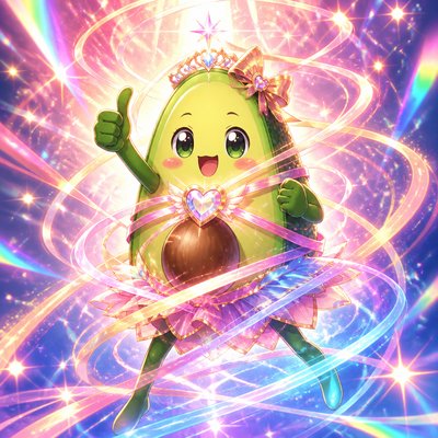 a happy avocado character giving a thumbs up, bold readable design on a plain background, no text