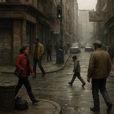 urban street with city activity