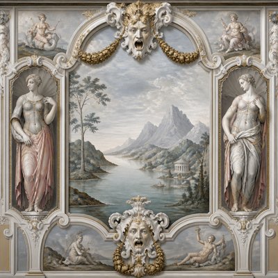 serene landscape with mountains and water
