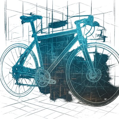 bicyle resting against a wall