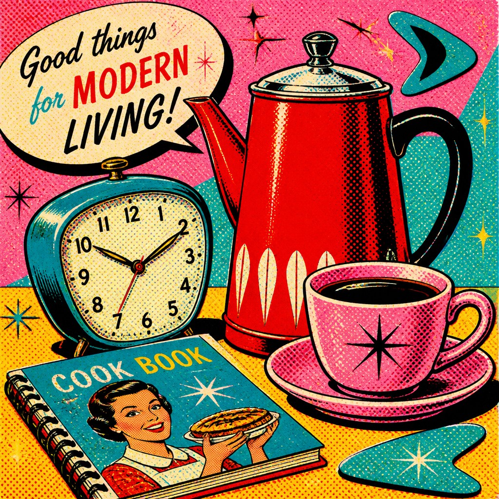 still life with everyday objects — Retro Pop Art Style