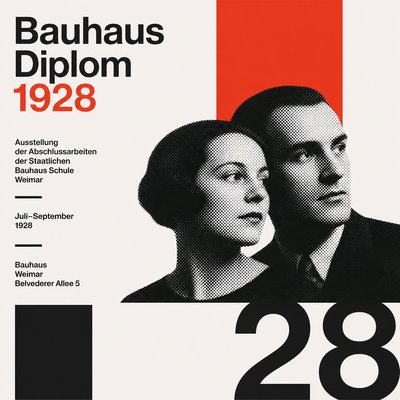 portrait of two people together — Swiss Style Poster Design
