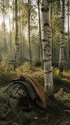 a serene birch forest in soft morning light, no people, no text