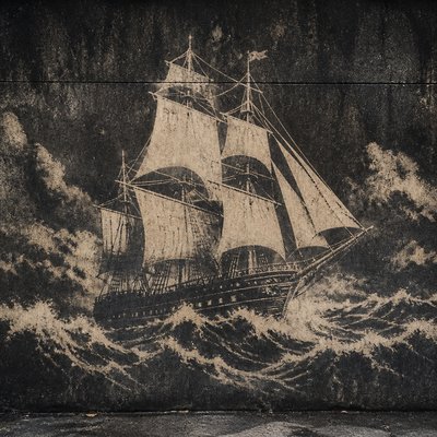 sailing ship on a stormy sea