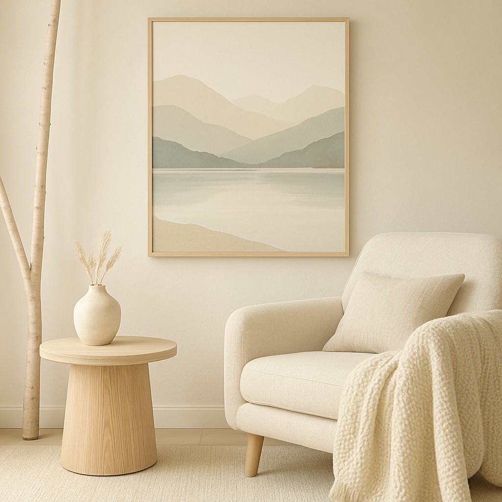 serene landscape with mountains and water