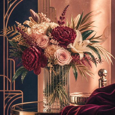 bouquet of flowers in a glass vase