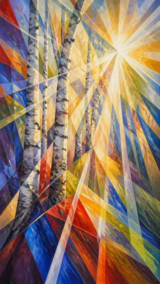 a serene birch forest in soft morning light, no people, no text