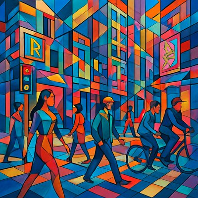 urban street with city activity