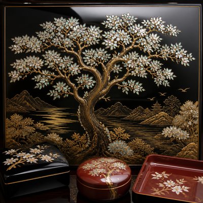a tree in nature — Lacquer Art Style