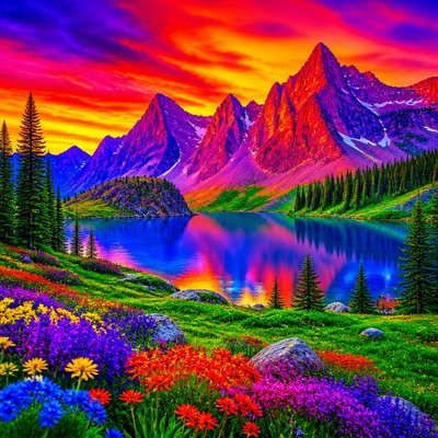 wide landscape with natural scenery — Saturation Art Style