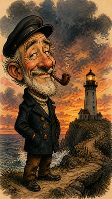 a lone lighthouse on a cliff at dusk under a dramatic sky, no text or lettering
