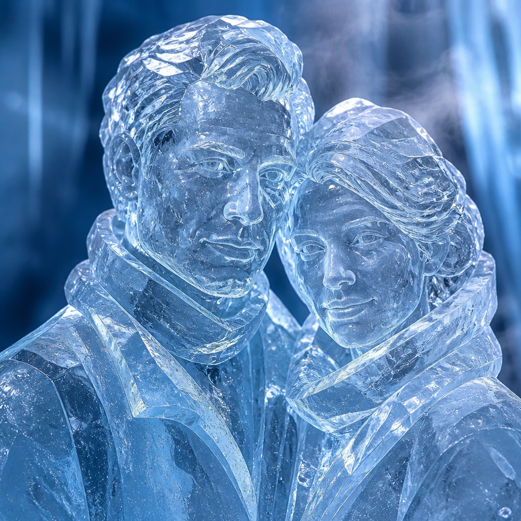 portrait of two people together — Ice Sculpture Style