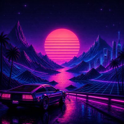 wide landscape with natural scenery — Synthwave Aesthetic