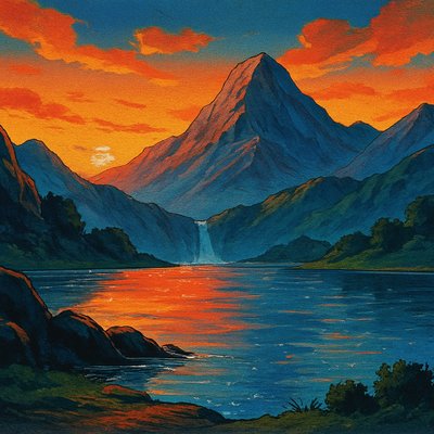 serene landscape with mountains and water