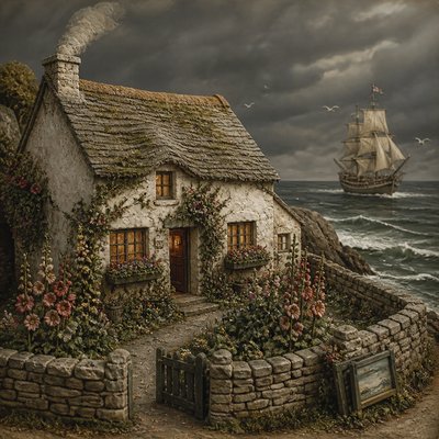 sailing ship on a stormy sea