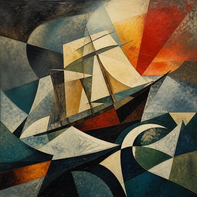 sailing ship on a stormy sea