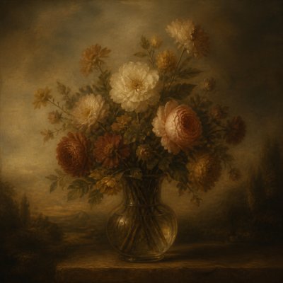 bouquet of flowers in a glass vase