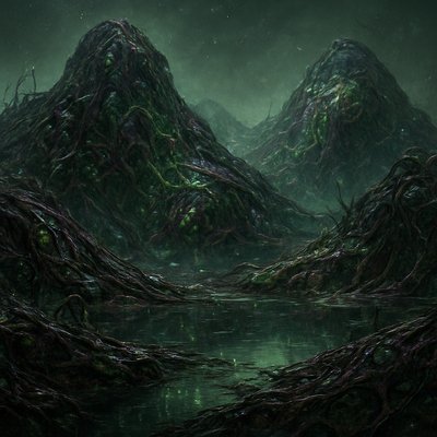 serene landscape with mountains and water