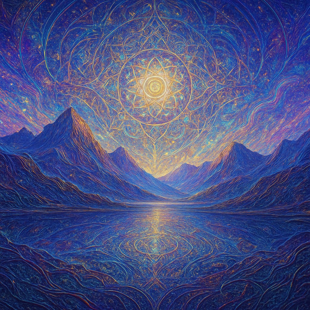 serene landscape with mountains and water