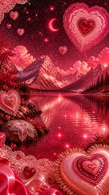 a tranquil mountain lake beneath a starry night sky, no people, no text