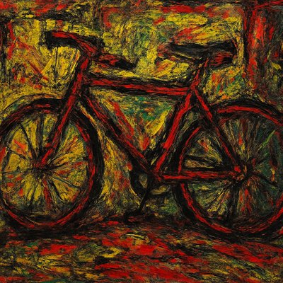bicyle resting against a wall