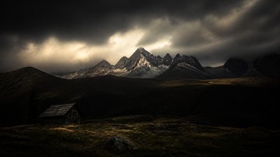 sweeping panoramic landscape with a dramatic sky