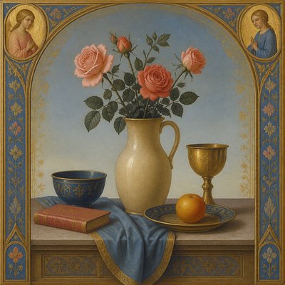 still life with everyday objects — Nazarene Art Style