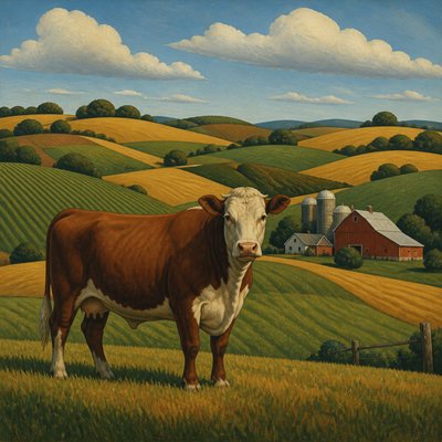 animal standing in natural pose — American Regionalism Art Style
