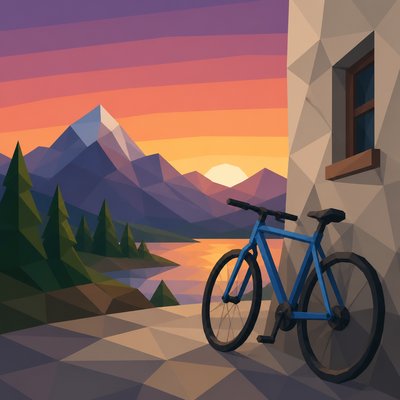 bicyle resting against a wall