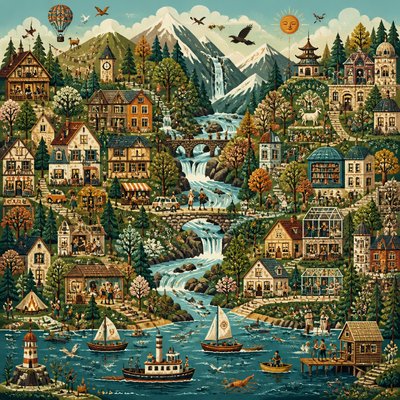 wide landscape with natural scenery — Maximal Variety Art Style