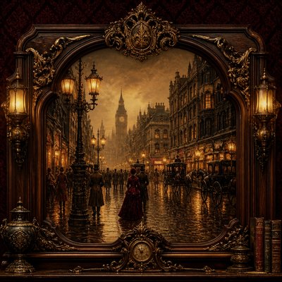 urban street with city activity — Victorian Furniture Art