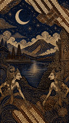 a tranquil mountain lake beneath a starry night sky, no people, no text