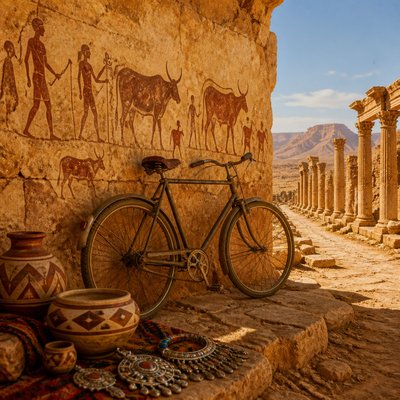 bicyle resting against a wall — Algerian Art Style