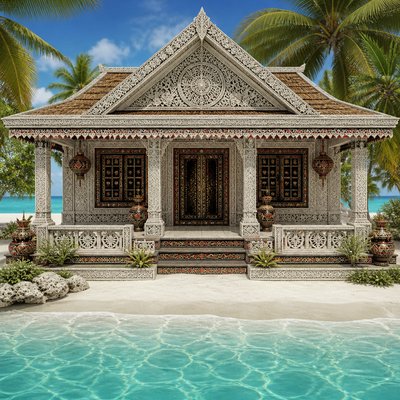 house with front view — Maldivian Art Style